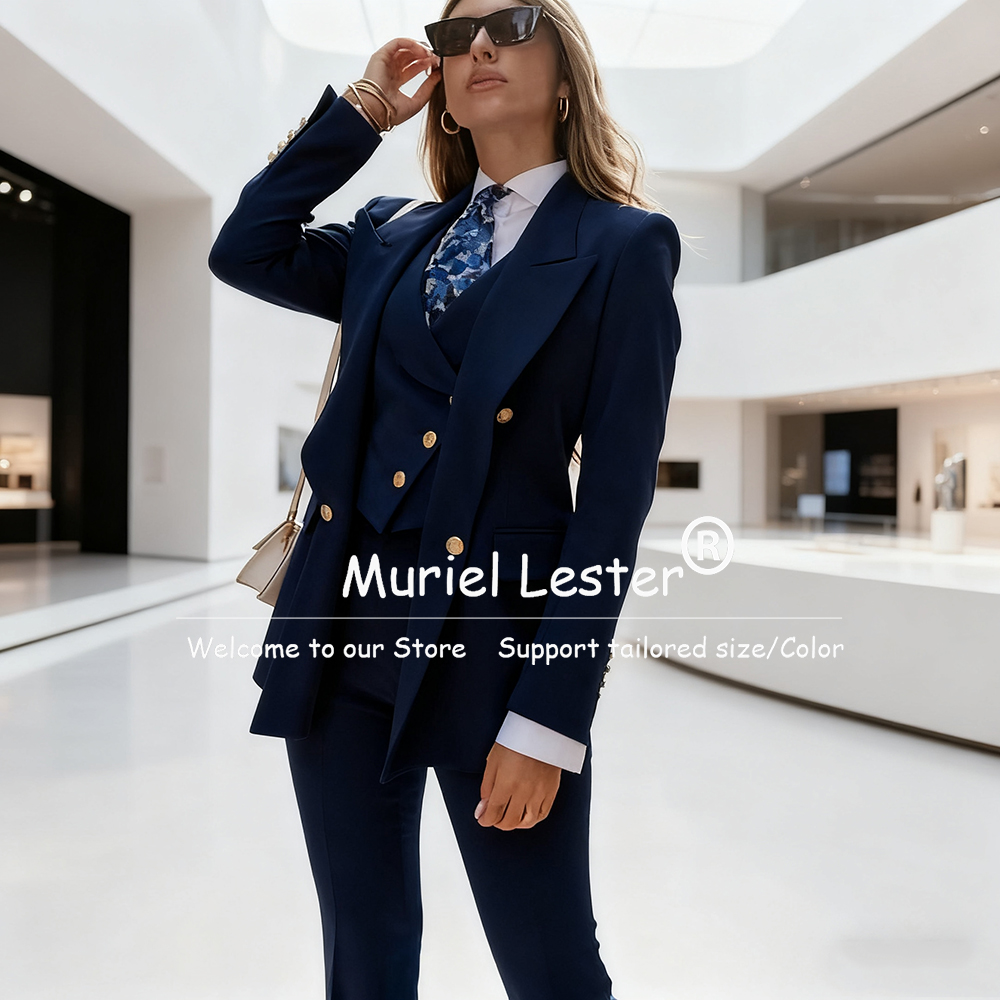 Elegant Blue Women's Suits Dou - Double Breasted Blazer review and price
