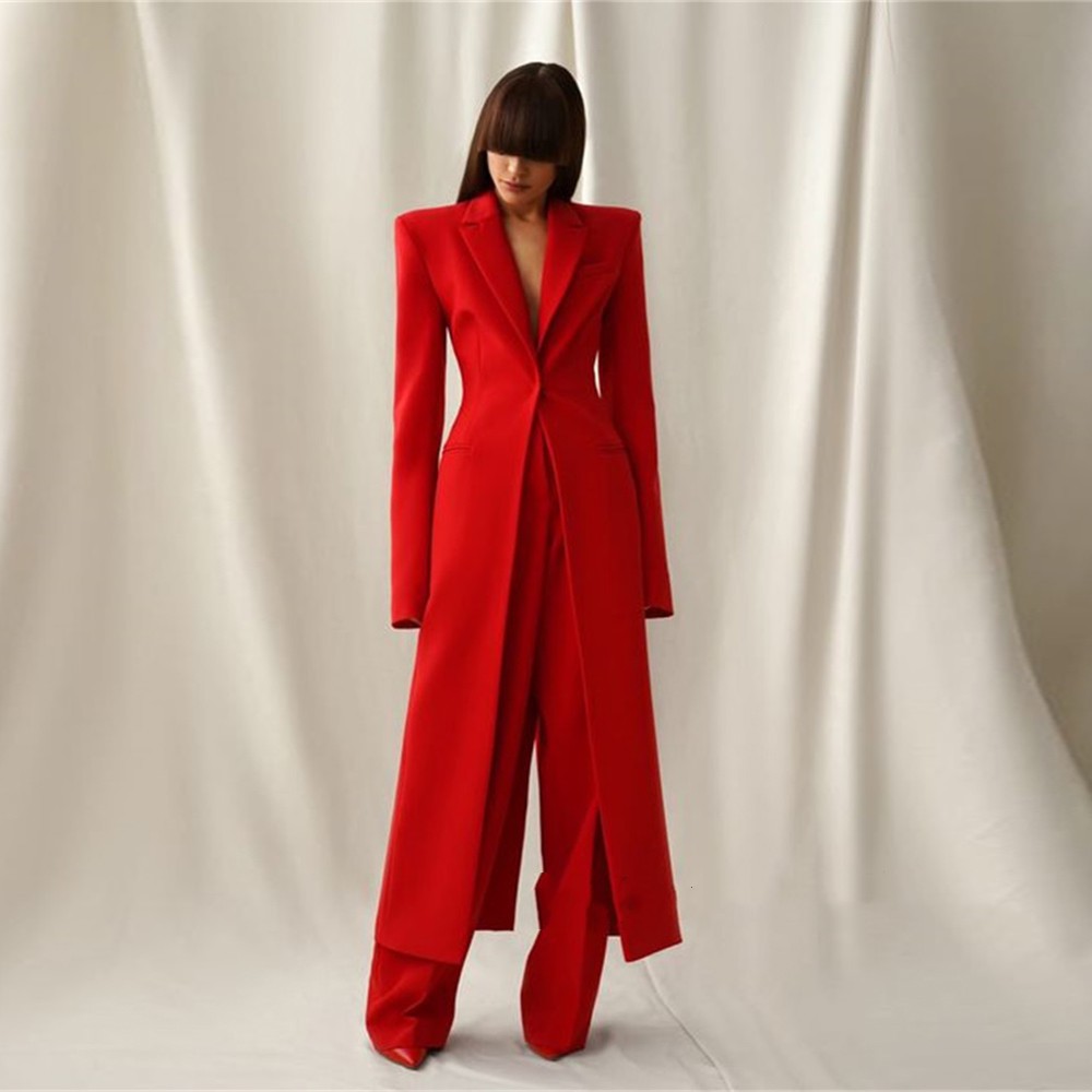 Bright Red Women Long Split Bl - Double Breasted Blazer review and price