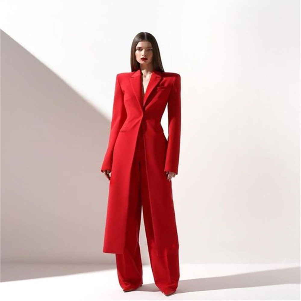 Bright Red Women Long Split Bl - Double Breasted Blazer review and price