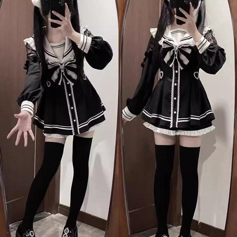 Jirai Kei Sailor Black Dress L - Slim Fit Suit Set review and price