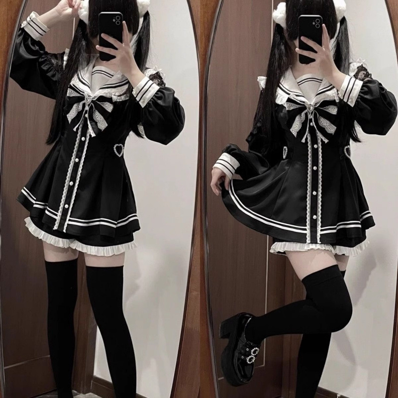Jirai Kei Sailor Black Dress L - Slim Fit Suit Set review and price